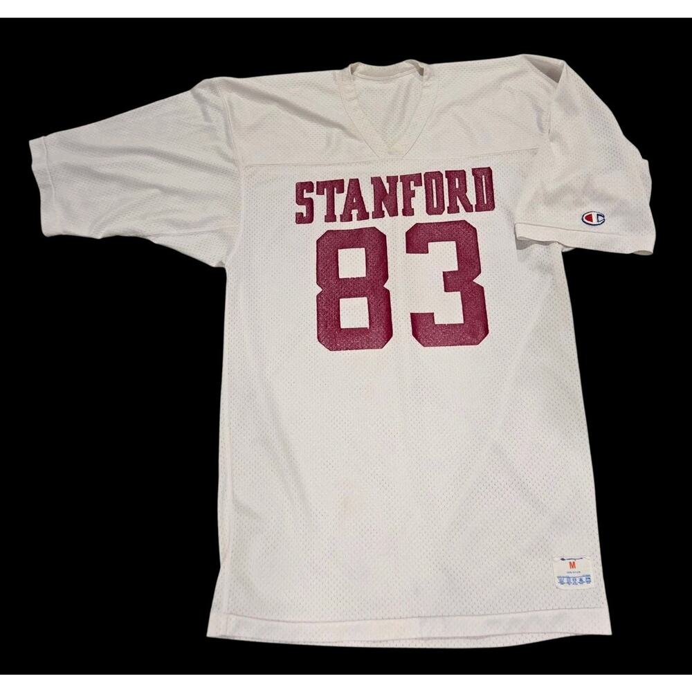 Vintage Stanford University Football Jersey Champion 80s 90s USA White Medium